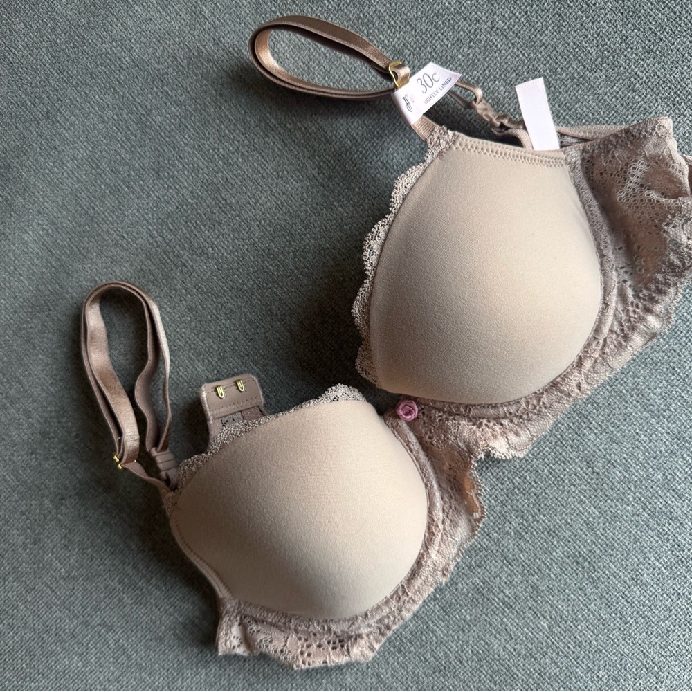 Victoria's Secret Lace Trimmed Bra in Tan